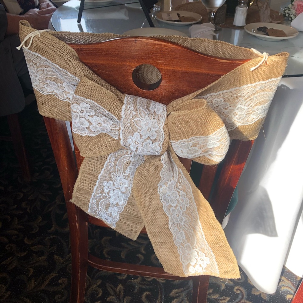 Burlap & Lace Wedding Chair Bows